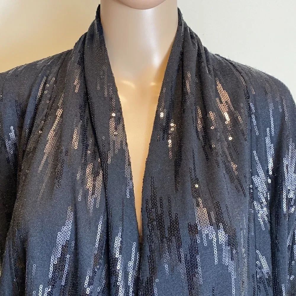 Laura Ashley draped open front sequin cardigan size S - Picture 2 of 9
